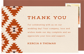 'Southwestern Pattern' Wedding Thank You Note