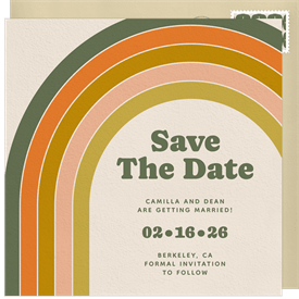 'Retro Rainbow' Wedding Save the Date