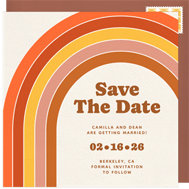 'Retro Rainbow' Wedding Save the Date