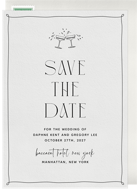 'Champagne Tower Cheers' Wedding Save the Date