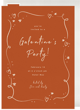 'Doodle Hearts and Stars' Valentine's Day Invitation