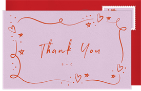'Doodle Hearts and Stars' Wedding Thank You Note