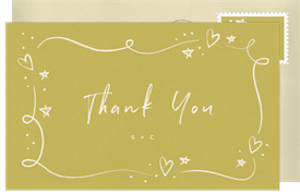 'Doodle Hearts and Stars' Wedding Thank You Note