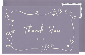 'Doodle Hearts and Stars' Wedding Thank You Note
