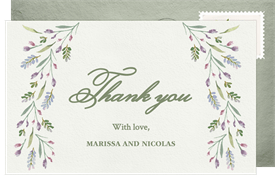 'Dainty Watercolor Florals' Wedding Thank You Note