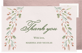 'Dainty Watercolor Florals' Wedding Thank You Note