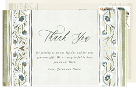 'Cottage Watercolor Border' Wedding Thank You Note