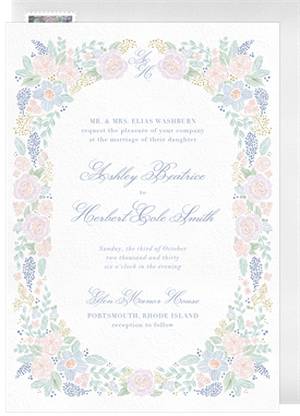 'Enchanted Linework Florals' Wedding Invitation