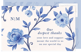 'Chinoiserie Blooms' Wedding Thank You Note