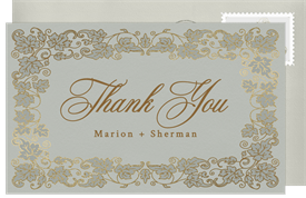 'Oak Leaf Border' Wedding Thank You Note