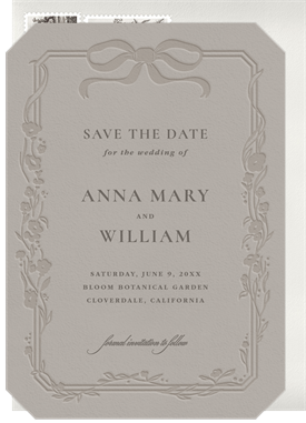 'Floral Ribbon Border' Wedding Save the Date