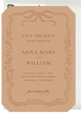 'Floral Ribbon Border' Wedding Save the Date