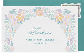 'Enchanted Linework Florals' Wedding Thank You Note