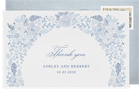 'Enchanted Linework Florals' Wedding Thank You Note