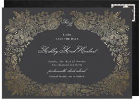 'Enchanted Linework Florals' Wedding Save the Date