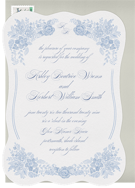 'Romantic Linework Florals' Wedding Invitation