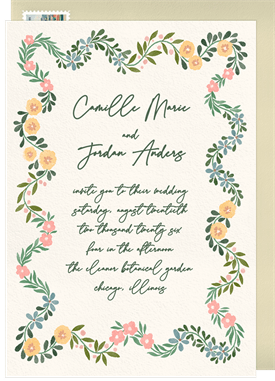'Wavy Floral Frame' Wedding Invitation