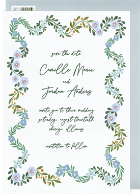 'Wavy Floral Frame' Wedding Save the Date