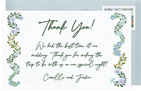 'Wavy Floral Frame' Wedding Thank You Note