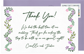 'Wavy Floral Frame' Wedding Thank You Note