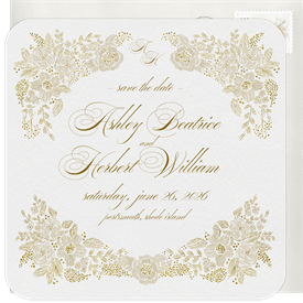 'Romantic Linework Florals' Wedding Save the Date