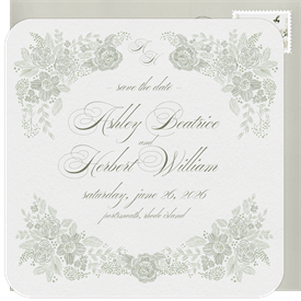 'Romantic Linework Florals' Wedding Save the Date