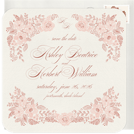 'Romantic Linework Florals' Wedding Save the Date