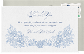 'Romantic Linework Florals' Wedding Thank You Note