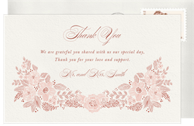 'Romantic Linework Florals' Wedding Thank You Note