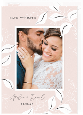 'Sketched Leaves' Wedding Save the Date