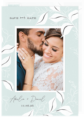 'Sketched Leaves' Wedding Save the Date