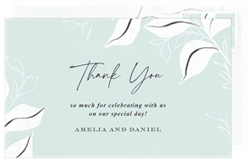'Sketched Leaves' Wedding Thank You Note