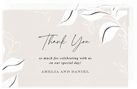 'Sketched Leaves' Wedding Thank You Note