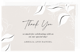 'Sketched Leaves' Wedding Thank You Note