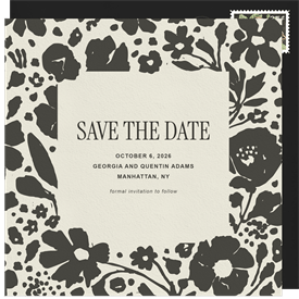 'Bold Black Blooms' Wedding Save the Date