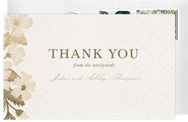 'Golden Blooms' Wedding Thank You Note