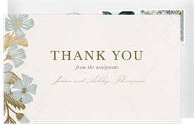 'Golden Blooms' Wedding Thank You Note