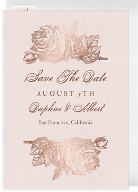 'Etched Vintage Rose' Wedding Save the Date