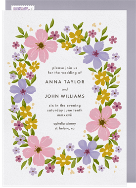 'Earthy Floral Wreath' Wedding Invitation