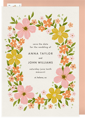 'Earthy Floral Wreath' Wedding Save the Date