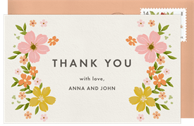 'Earthy Floral Wreath' Wedding Thank You Note
