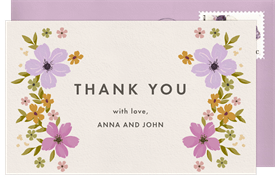'Earthy Floral Wreath' Wedding Thank You Note