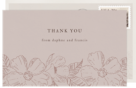 'Etched Florals' Wedding Thank You Note