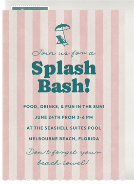 'Scalloped Stripes' Pool Party Invitation