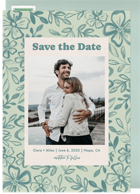 'Bold Groovy Florals' Wedding Save the Date
