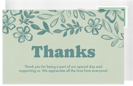 'Bold Groovy Florals' Wedding Thank You Note