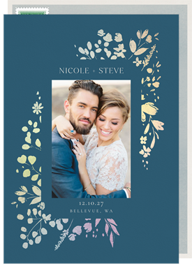 'Foiled Florals' Wedding Save the Date