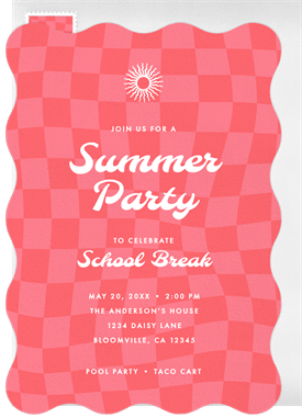 'Trendy Checkers' Summer Party Invitation