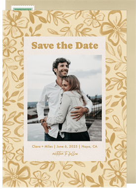 'Bold Groovy Florals' Wedding Save the Date