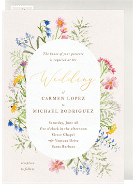 'Painted Wildflower Frame' Wedding Invitation